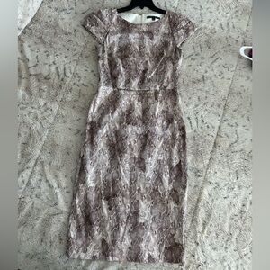 ANTONIO MELANI Snake Print Midi Dress in Brown and Cream
